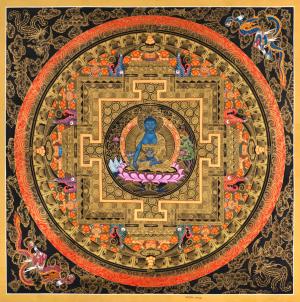 Medicine Buddha mandala Thangka | 24k Gold Artwork